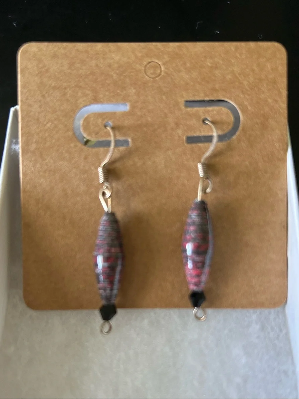 Handcrafted Pink and Black Dangle Earrings